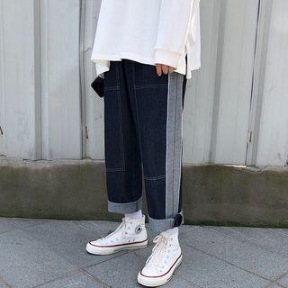 Paneled Straight-leg Jeans