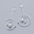 925 Sterling Silver Faux Pearl Dangle Earring S925 Silver - Earring - One Size