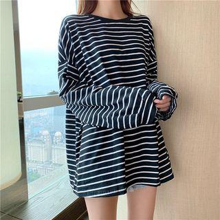 Long-sleeve Striped Tee Stripes - Black & White - One Size