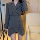 Set: Double Breasted Blazer + Button-up Mini Skirt