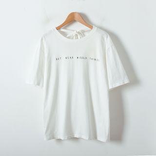 Short-sleeve Tied Lettering T-shirt