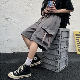 Plain Side Pocket Wide-leg Shorts