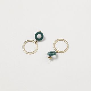 Color-block Drop Earrings Green - One Size