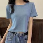 Short-sleeve Zip-side Cropped T-shirt