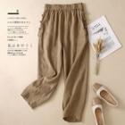 Frog-button Cropped Tapered Pants