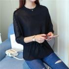 Lace Trim Batwing-sleeve Sweater