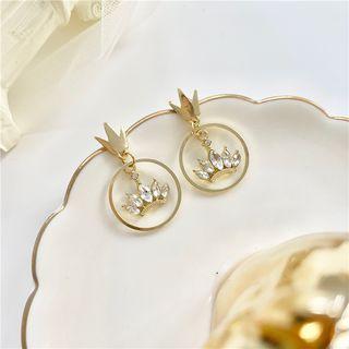 Alloy Crown Rhinestone Dangle Earring 1 Pair - Stud Earring - One Size