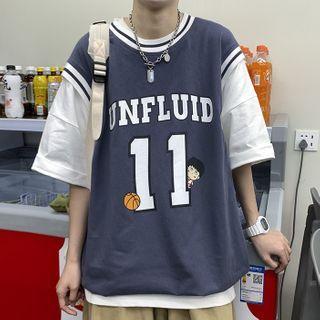 Mock Two-piece Short-sleeve Sports Top