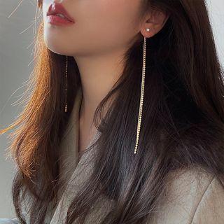 Faux Pearl Alloy Fringed Earring 1 Pair - 925 Silver Needle Earrings - Gold - One Size