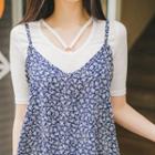 Short-sleeve Strap-trim T-shirt