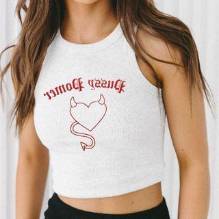 Devil Heart Crop Tank Top