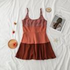 Gradient Color Block Spaghetti Strap Dress