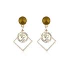 Fashion Individual Plated Gold Geometric Diamond Brown Earrings Golden - One Size