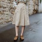 Double-breasted Midi A-line Skirt