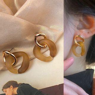 Hoop Ear Stud 1337a - 1 Pair - Brown - One Size