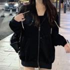 Strappy Zip-up Hoodie Black - One Size