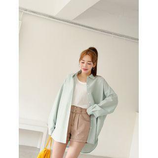 Dip-back Oversized Gingham Shirt