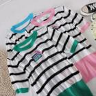Round-neck Short-sleeve Color Block Knit Top