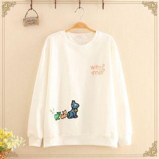 Round-neck Lettering Printed Long-sleeve Top
