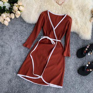 Long-sleeve Mini Wrap Dress