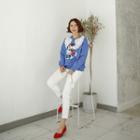 Lace-collar Mickey Mouse Print Sweatshirt