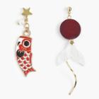 Non-matching Alloy Carp Fish Dangle Earring