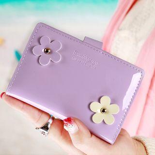 Flower-accent Patent Short Wallet