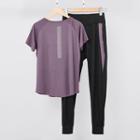Set: Short-sleeve Sports Top + Sweatpants