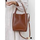 Pleather Bucket Shoulder Bag With Pouch