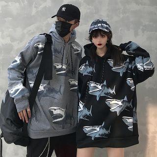 Shark Print Oversize Hoodie