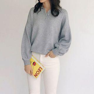 Puff-sleeve Collared Sweater