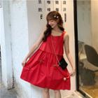 Sleeveless Cherry Applique A-line Dress