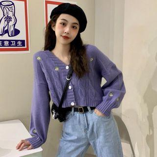 Flower Embroidered Cropped Cardigan / Lace Open Front Jacket