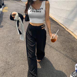 Letter U-neck Cropped Tank Top
