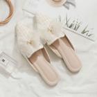 Pointy-toe Tweed Flat Mules