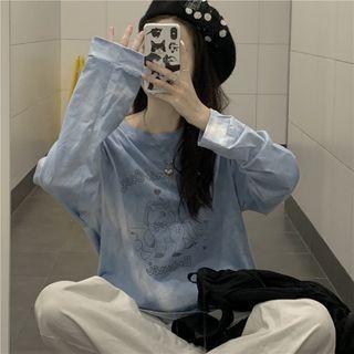 Long-sleeve Dyed Printed T-shirt