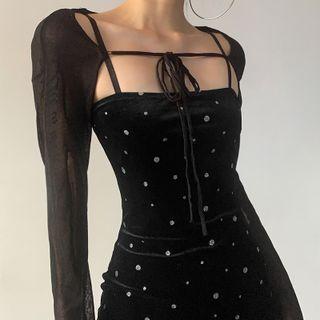 Mesh Long-sleeve Shrug Top
