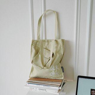 Embroidered Shoulder Canvas Tote Bag