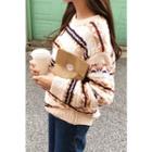 Round-neck Patterned Sweater Ivory - One Size