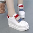 Adhesive Strap Hidden Wedge Platform Sneakers