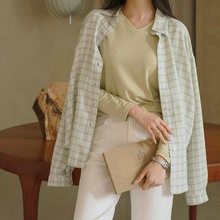 Loose-fit Lightweight Plaid Shirt