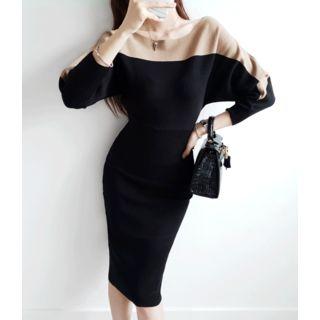 Two-tone Knit Sheath Dress