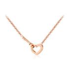 Fashion Simple Plated Rose Gold Hollow Heart Key 316l Stainless Steel Necklace Rose Gold - One Size