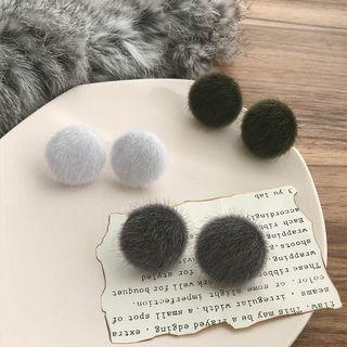 Furry Button Stud Earring