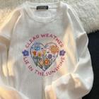 Plant Embroidered Round-neck T-shirt