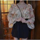 Floral Blouse / High Waist A-line Skirt