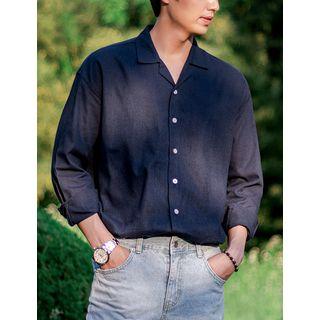 Open-placket Boxy-fit Linen Shirt