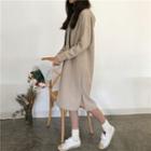 Long-sleeve Hooded A-line Midi Dress