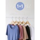 Set Of 2: Round-neck Linen-blend T-shirt