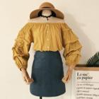 Striped Off-shoulder Balloon-sleeve Blouse